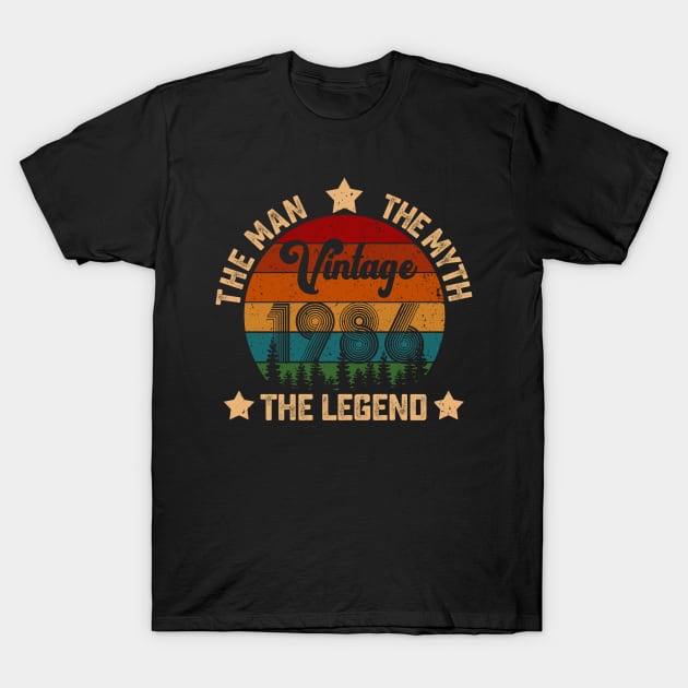 Father's Day Shirt Vintage 1986 The Men Myth Legend 34th Birthday Gift T-Shirt by Kimko